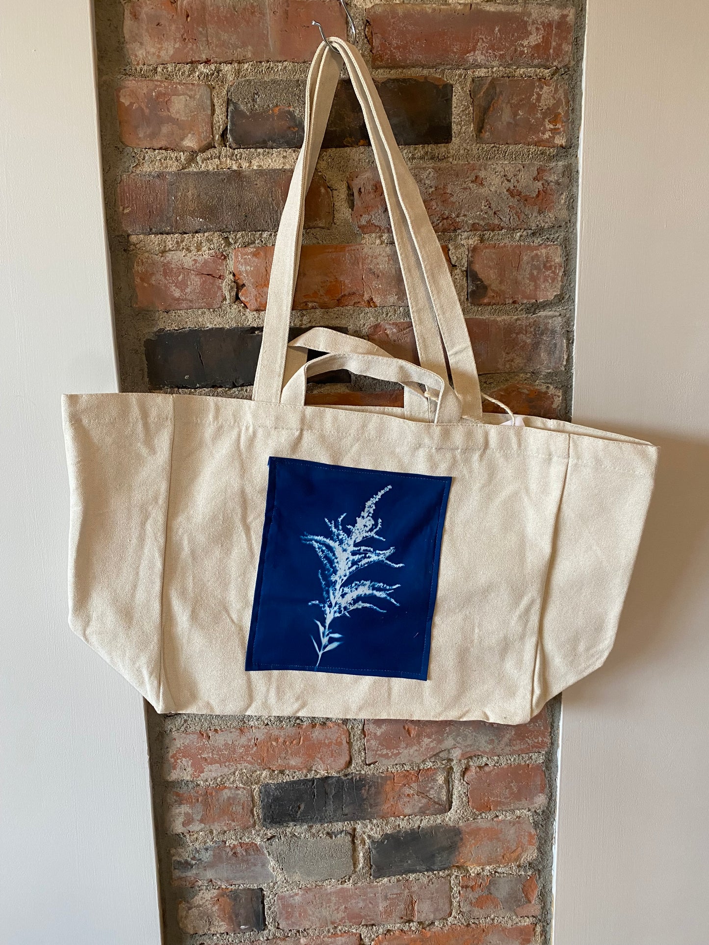 Cyanotype Print Large Canvas Tote Bag