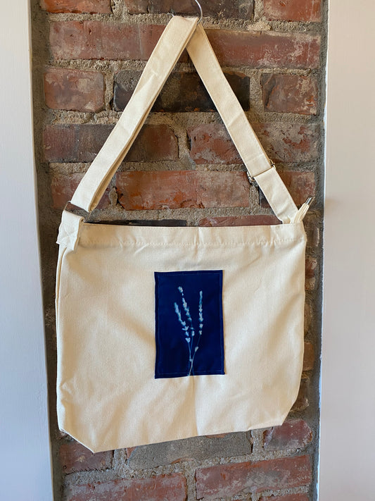 "Lavender" Cyanotype Zippered Canvas Tote Bag