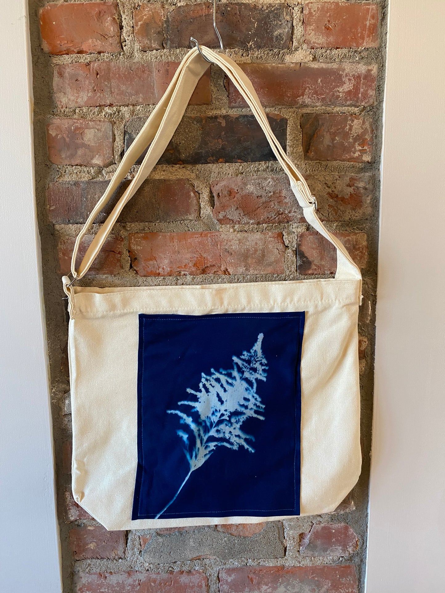 Cyanotype Print Zippered Canvas Tote Bag