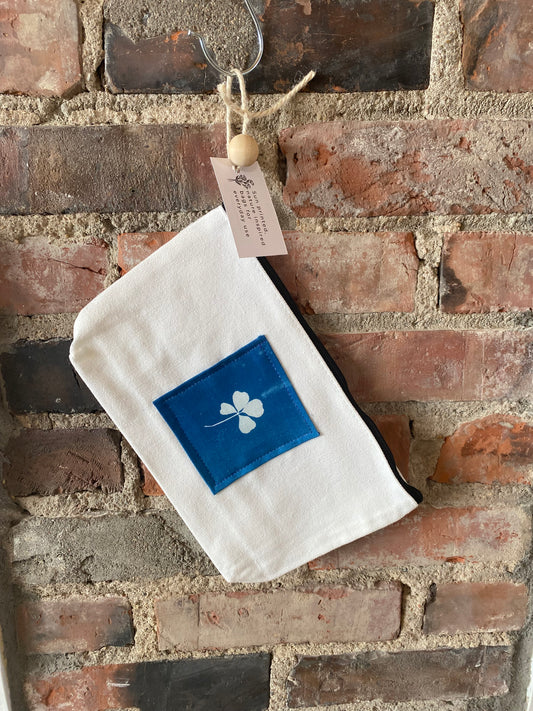 "4-leaf Clover" Cyanotype Cotton Pencil Case